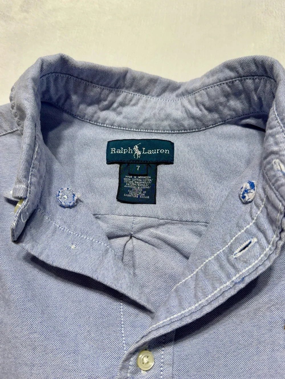 Ralph Lauren Boys Blue Cotton Button-Up Shirt Long Sleeve